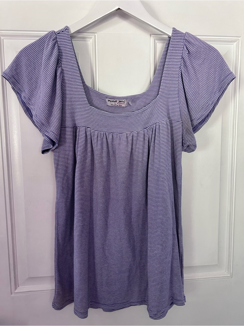 Michael Stars Lavender Striped Flutter Tank